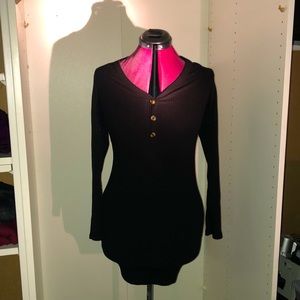 Size: M Bozzolo Black Buttoned Short Sweater Dress